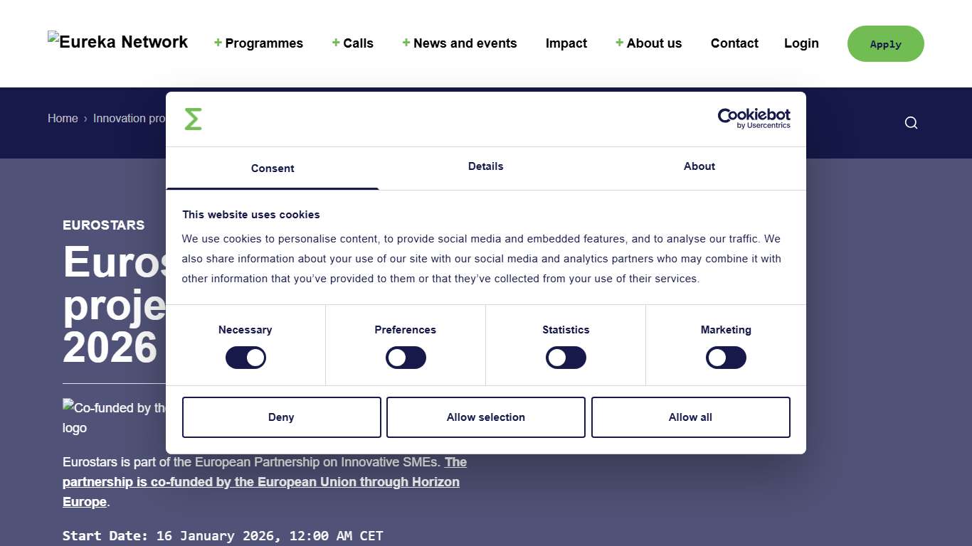 Eurostars call for projects – March 2026 – Eureka Network